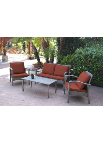 Meredith 4 Pieces Conversation Set with 2 Inch Brick Red Cushion