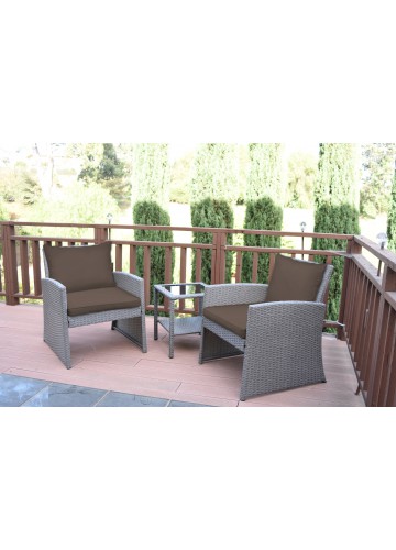 Mirabelle 3 Pieces Bistro Set with 2 Inch Brown Cushion