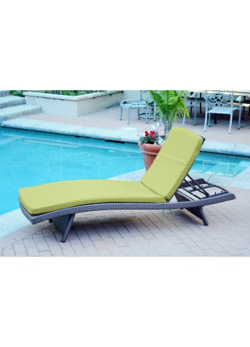 Wicker Adjustable Chaise Lounger Sage Green Cushion