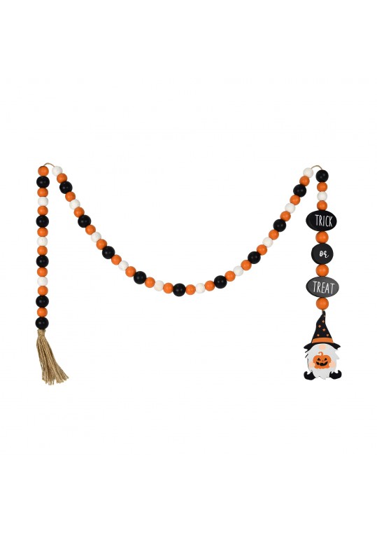 5FT Halloween Wooden Beaded Trick  Gnome Garlands with Tassels