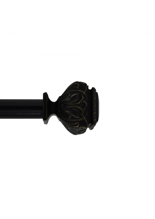 Peony Adjustable Single Curtain Rod 36" to 72"-Black