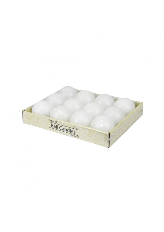 2 Inch White Ball Candles (12pc/Box)