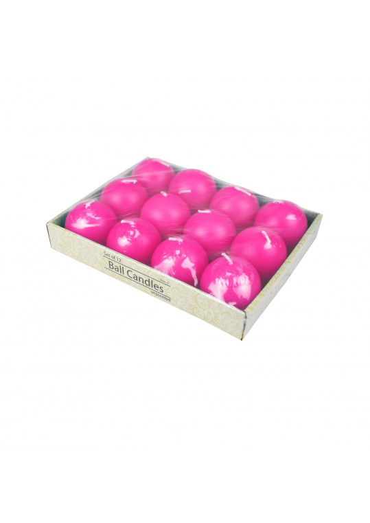 2 Inch Hot Pink Ball Candles (12pc/Box)