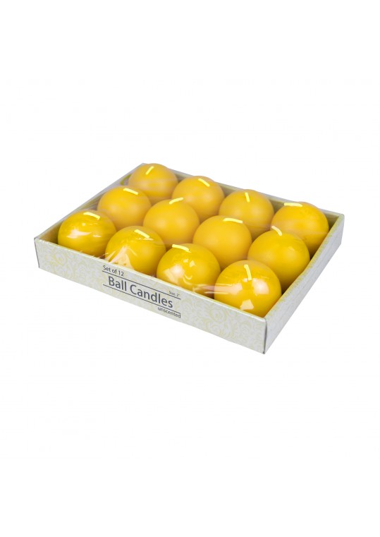 2 Inch Yellow Ball Candles (12pc/Box)