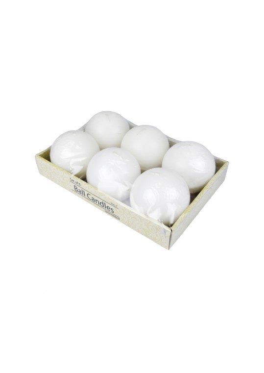 3 Inch White Ball Candles (6pc/Box)