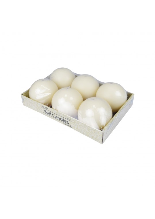 3 Inch Pale Ivory Ball Candles (6pc/Box)