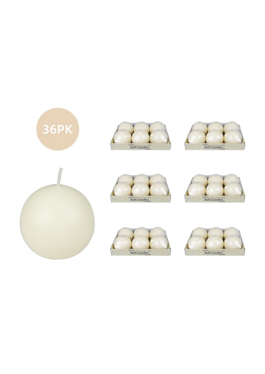 3 Inch Pale Ivory Ball Candles (36pcs/Case) Bulk