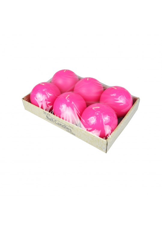 3 Inch Hot Pink Ball Candles (6pc/Box)