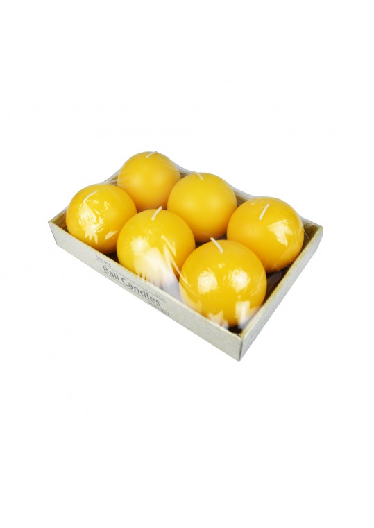 3 Inch Yellow Ball Candles (6pc/Box)