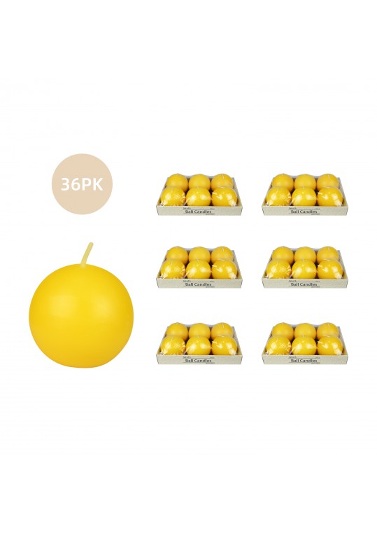 3 Inch Yellow Ball Candles (36pcs/Case) Bulk