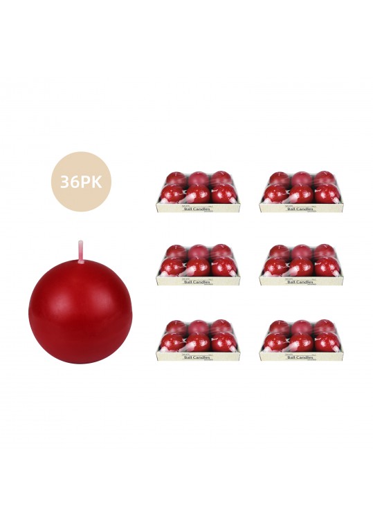 3 Inch Red Ball Candles (36pcs/Case) Bulk