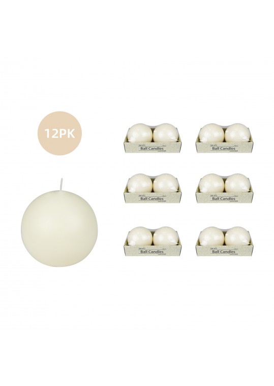4 Inch Pale Ivory Ball Candles (12pcs/Case) Bulk