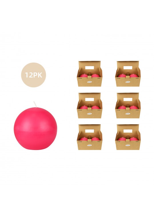 4 Inch Hot Pink Ball Candles (12pcs/Case) Bulk