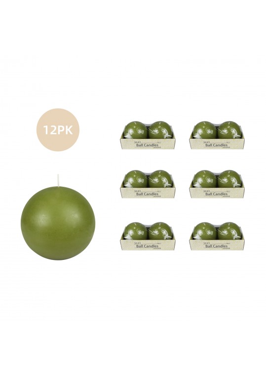 4 Inch Sage Green Ball Candles (12pcs/Case) Bulk