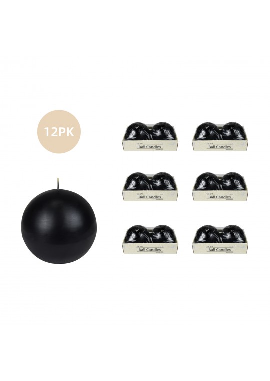 4 Inch Black Ball Candles (12pcs/Case) Bulk