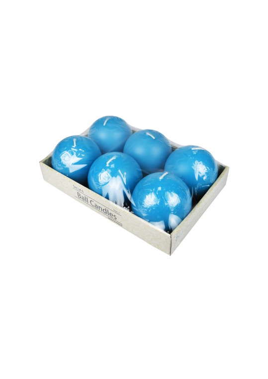 3 Inch Turquoise Ball Candles (6pc/Box)