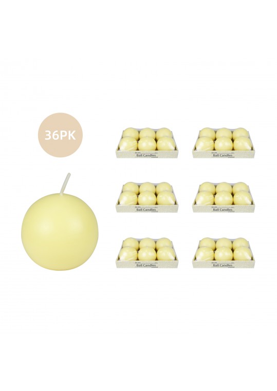 3 Inch Ivory Ball Candles (36pc/Case) Bulk