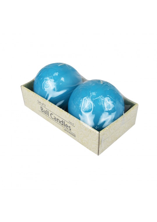 4 Inch Turquoise Ball Candles (2pc/Box)