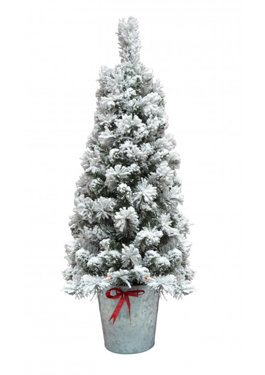 4FT Flocked Pot Christmas Tree