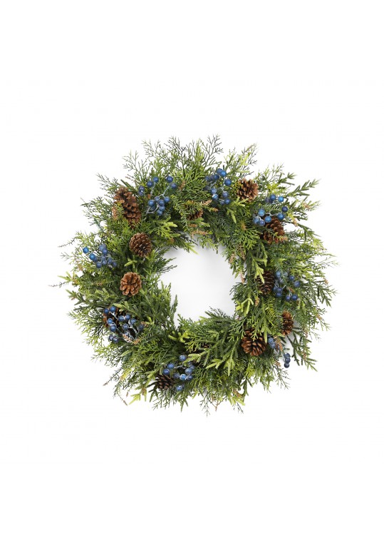 30 inch Christmas Wreath with Pinecones and Berries