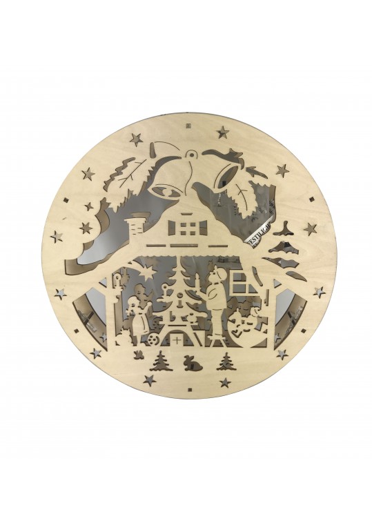 Plywood Laser Cut Nativity Set With Lights