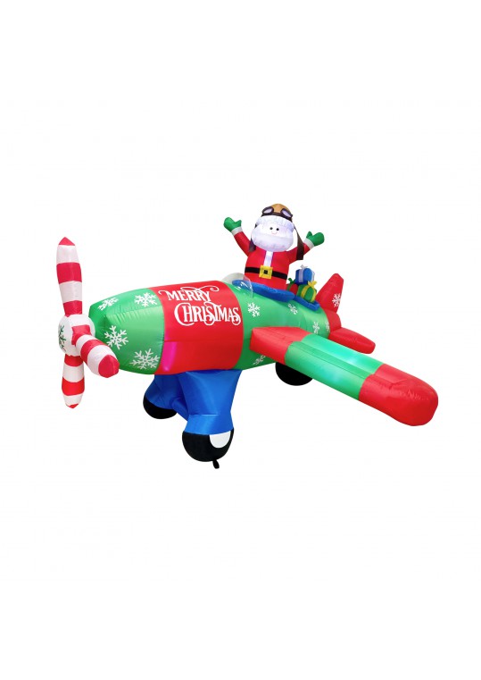 8FT Long Inflatable Santa Flies A Plane