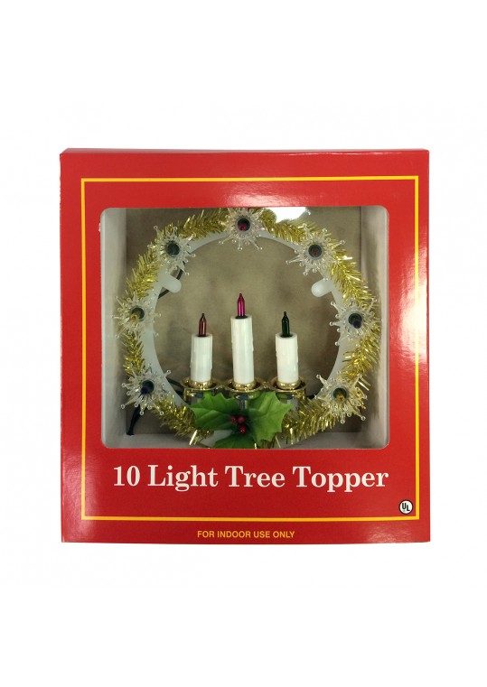 10 Lite Tree Topper W/Candle-Multi Lights