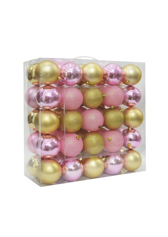 Combo 50Pk 3 Inch Shiny Glitter Square-Gold/Pink Christmas Ornament