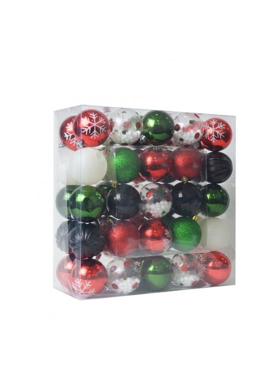 50 Pk Christmas Ornament Dec Orn Set- Mix Color