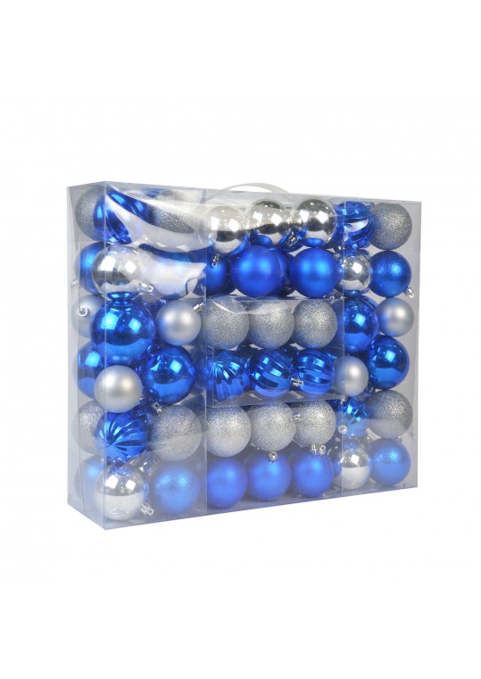 84 Pk Christmas Ornament-Sivel/Blue