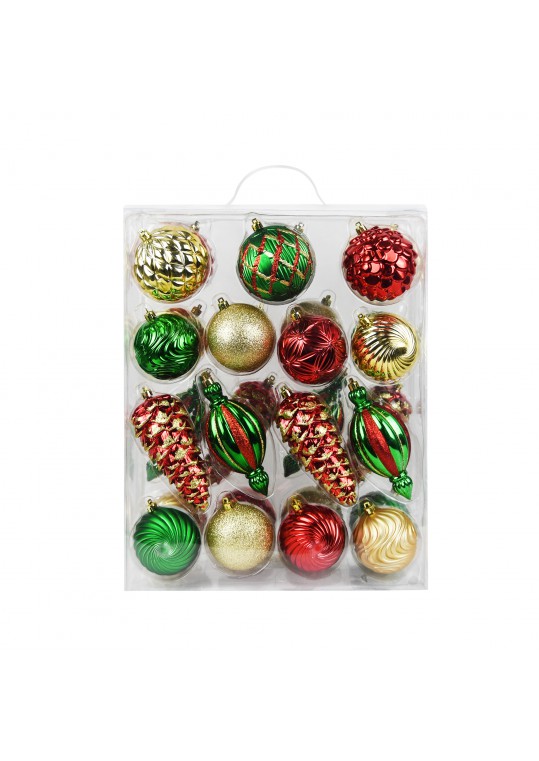 30Pk Christmas Shatterproof Ornaments-Multi