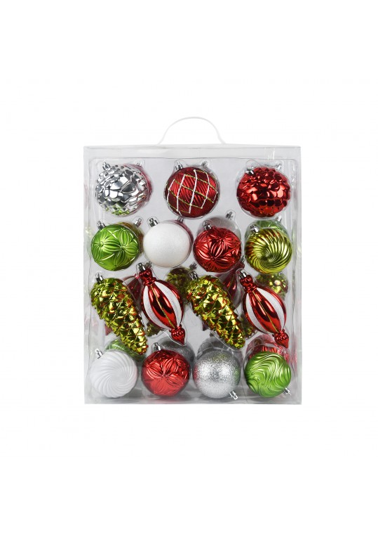 30Pk Christmas Shatterproof Ornaments-Multi