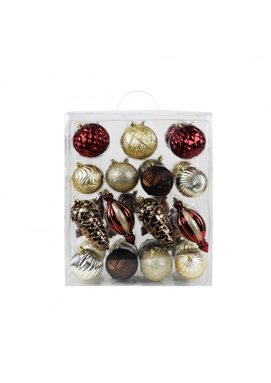 30Pk Christmas Shatterproof Ornaments-Multi