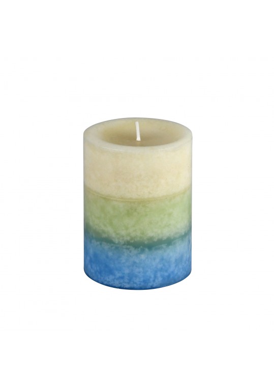 3 x 4 Inch Tritone BL/GRN/WHT Scented Pillar Candle(24pcs/Case)