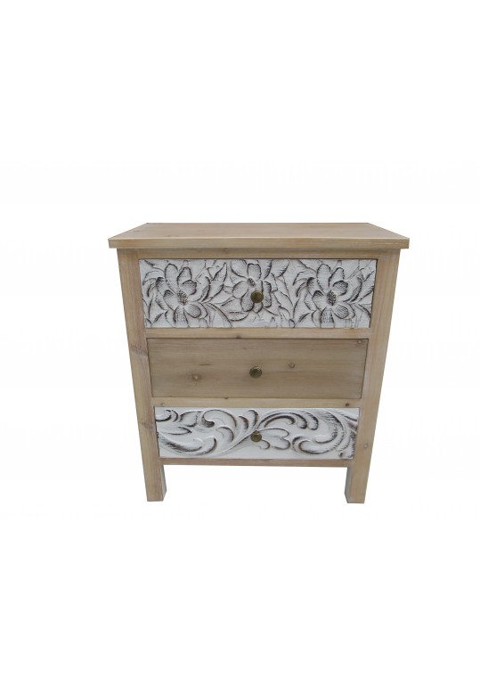 27.36 Inch H Wood,White wooden Cabinet in/3 Drawers