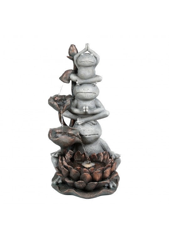 31 Inch Yoga Frogs Fountain with Led Light