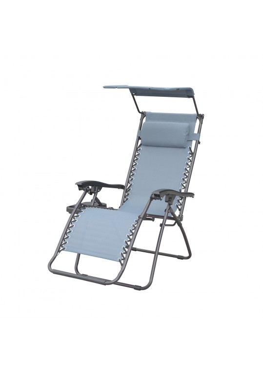 Bonnie Zero Gravity Chair with Sunshade Pillow and Drink Tray- Gray