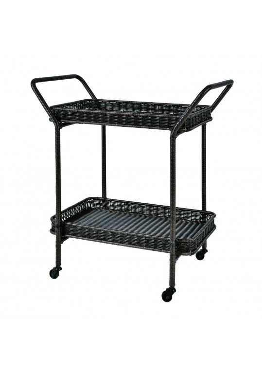 Espresso Wicker Serving Cart