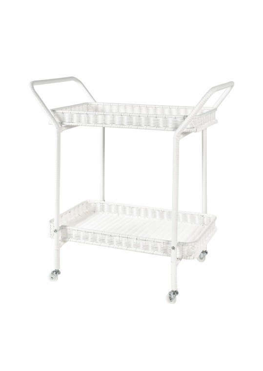 White Wicker Serving Cart