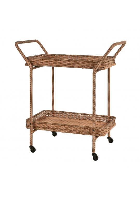Honey Wicker Serving Cart