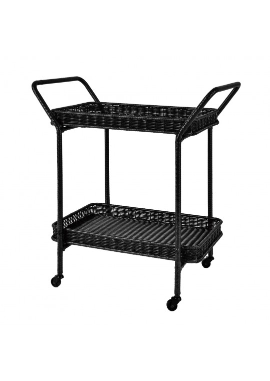 Black Wicker Serving Cart