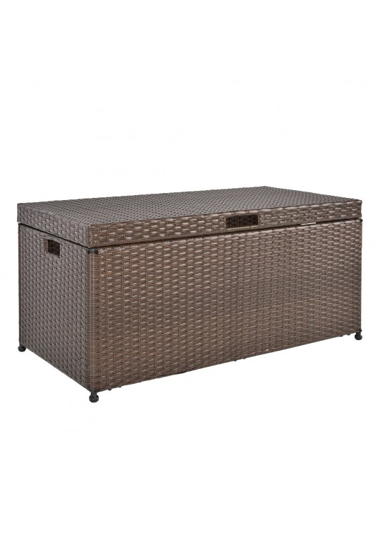 Espresso Wicker Patio Furniture Storage Deck Box
