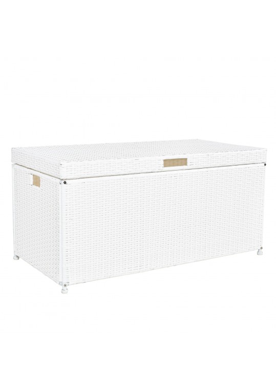 White Wicker Patio Furniture Storage Deck Box