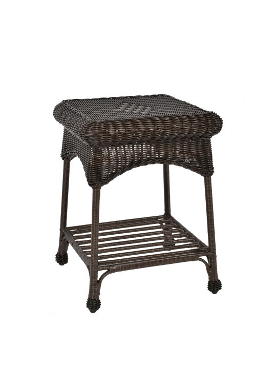 Outdoor Espresso Wicker Patio Furniture End Table