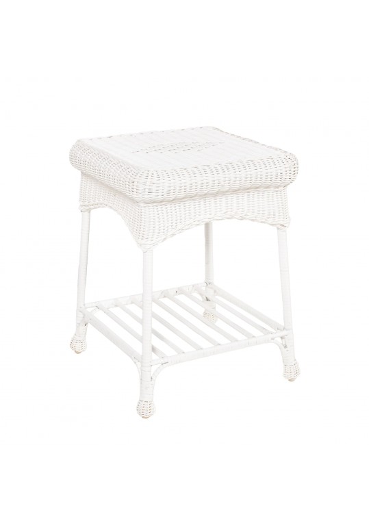 Outdoor White Wicker Patio Furniture End Table