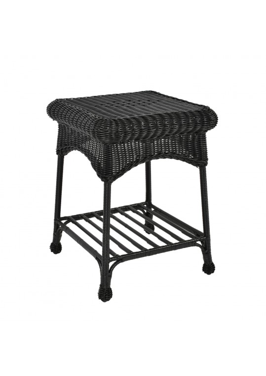 Outdoor Black Wicker Patio Furniture End Table