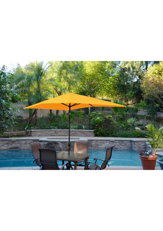 6.5ft. x 10ft. Aluminum Patio Market Umbrella Tilt with Crank - Yellow Fabric/Black Pole