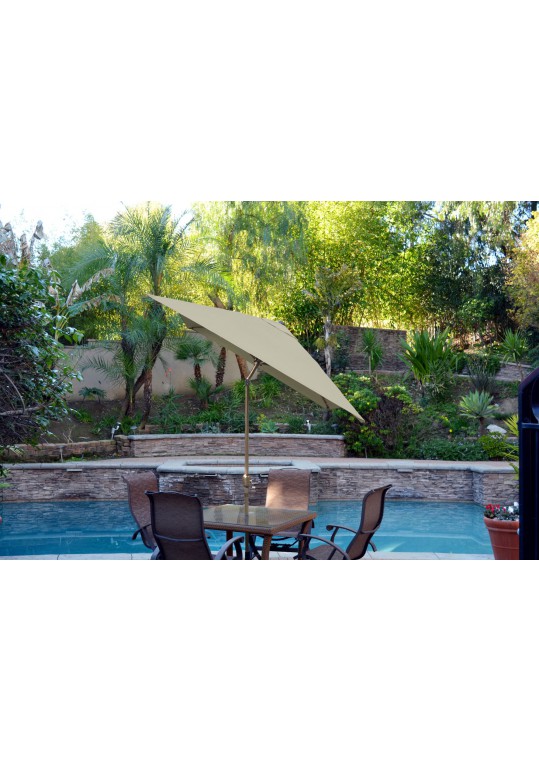 6.5ft. x 10ft. Aluminum Patio Market Umbrella Tilt with Crank - Tan Fabric/Bronze Pole