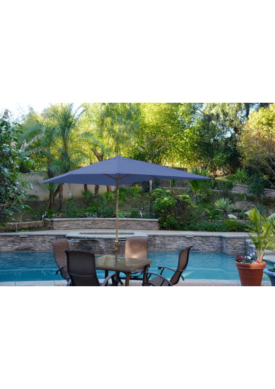 6.5ft. x 10ft. Aluminum Patio Market Umbrella Tilt with Crank - Blue Fabric/Bronze Pole