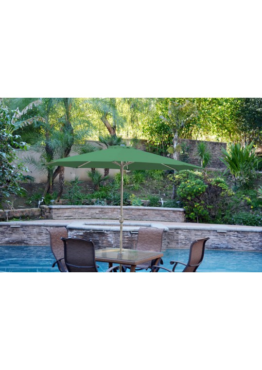 6.5ft. x 10ft. Aluminum Patio Market Umbrella Tilt with Crank - Green Fabric/Grey Pole